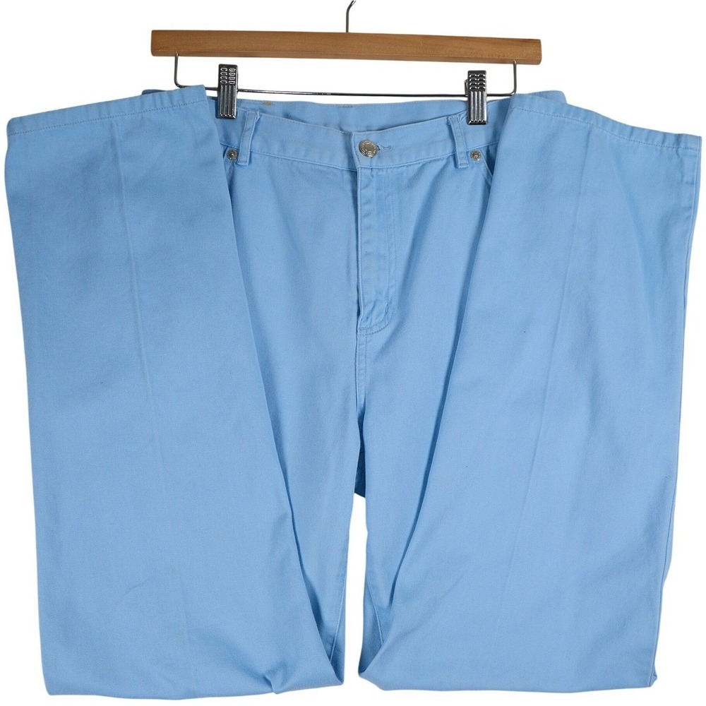 Lauren Ralph Lauren Straight Leg Pants Baby Blue Cotton Sz 10 High Rise Trousers